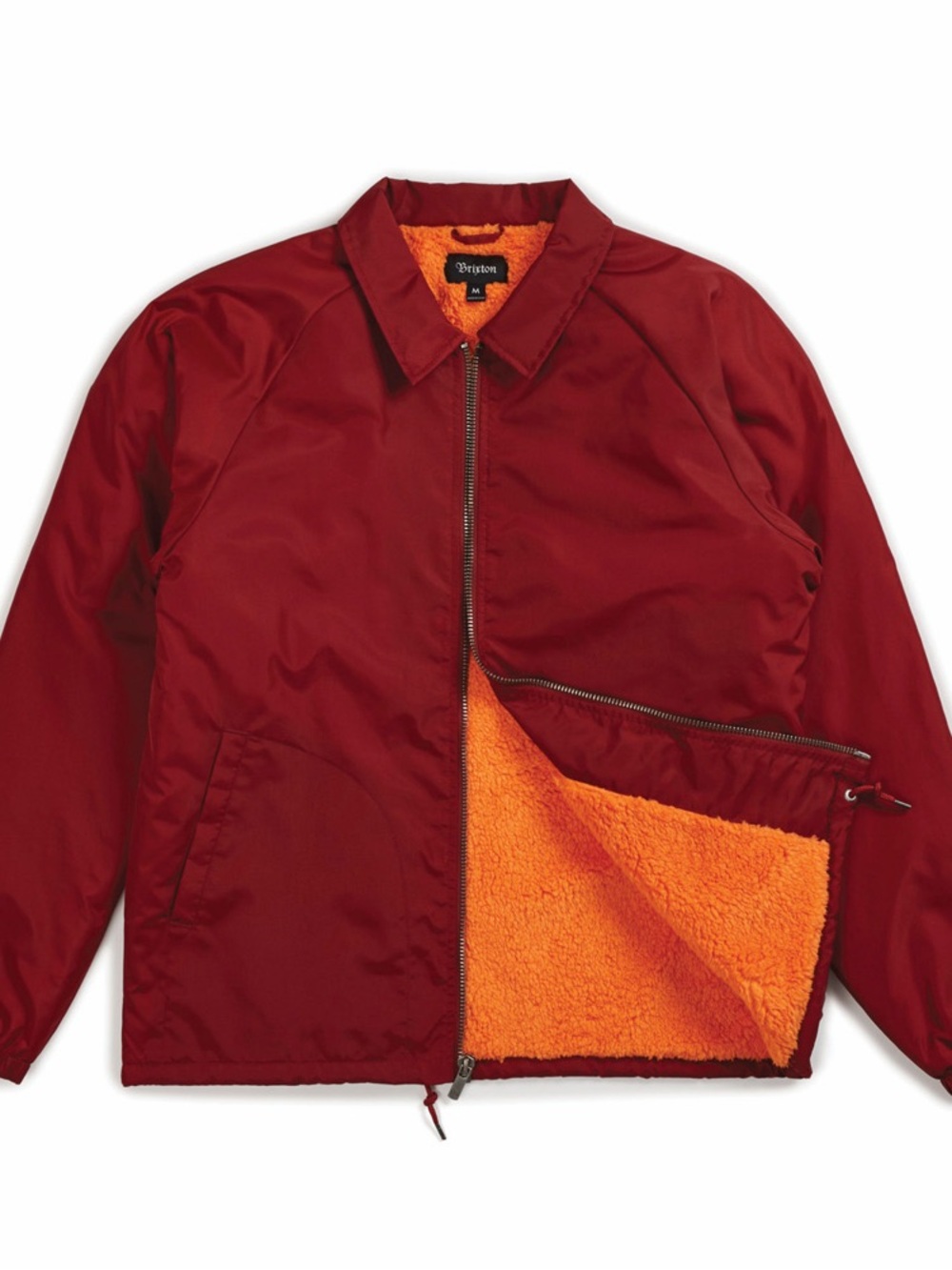 Brixton Red Bomber Jacket with Orange Sherpa Lining